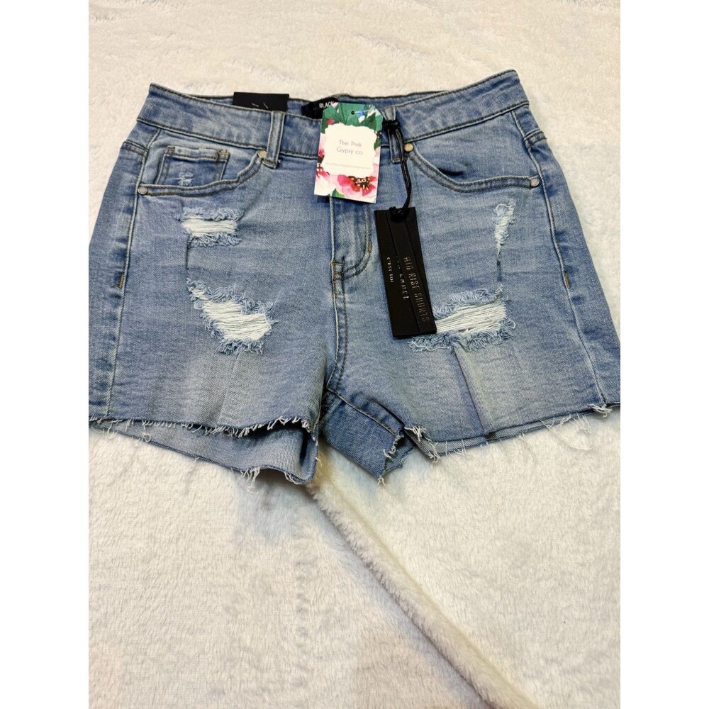 Black Label White Washed Distressed  Cut off Denim Shorts Size Small NWT Midrise